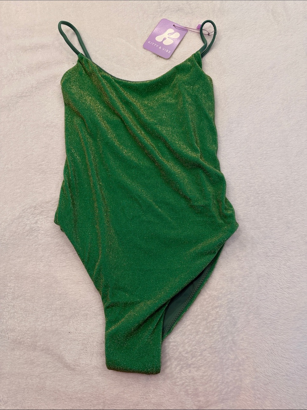 Kitty Vibe Shimmer Green One-Piece Swimsuit